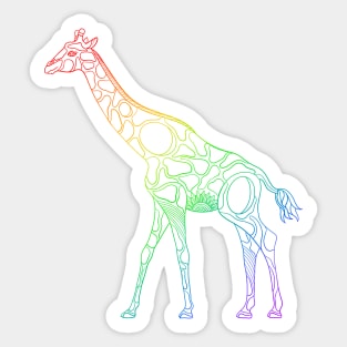 Rainbow Giraffe #1 - lined version Sticker